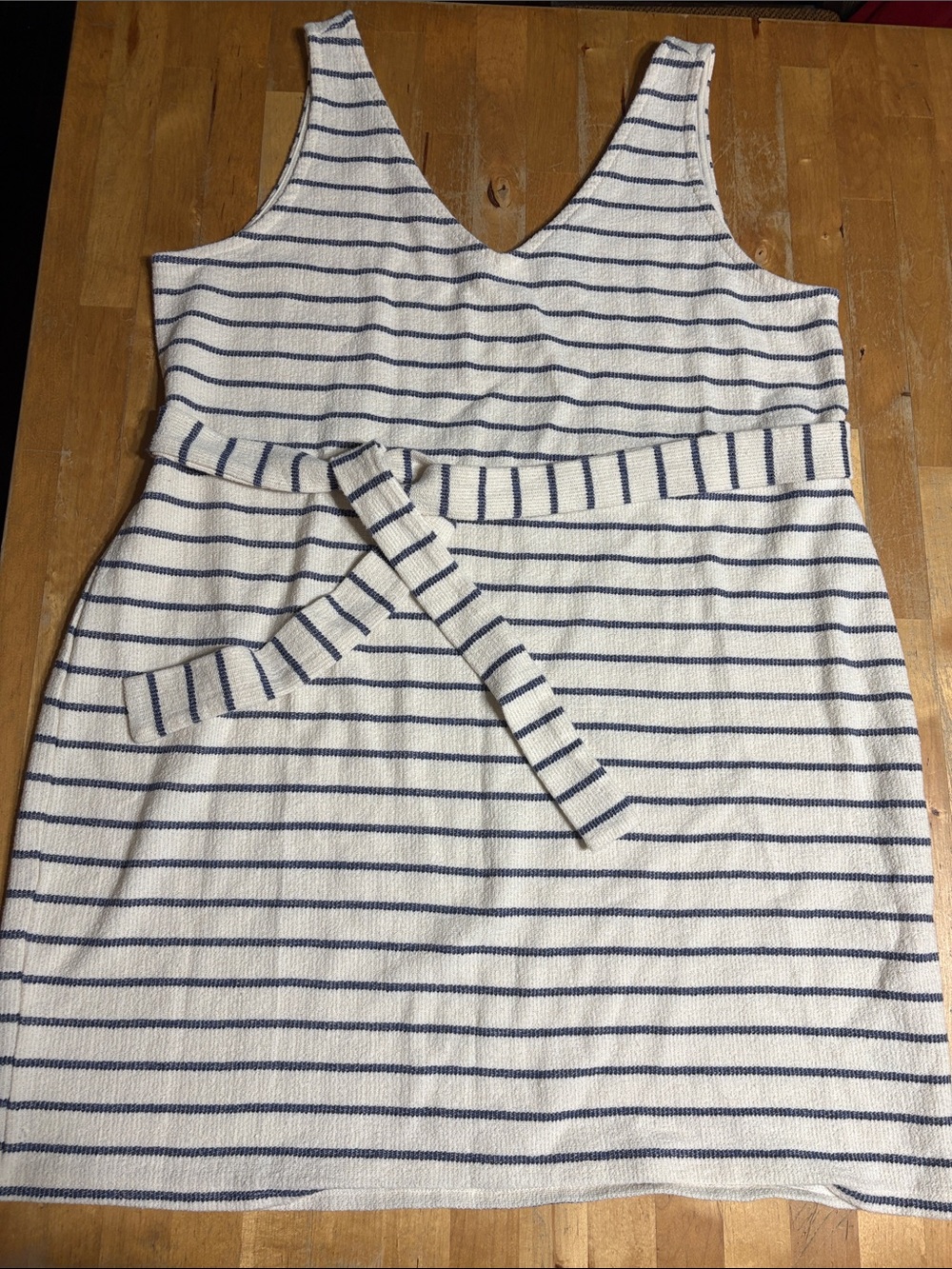 Thyme Maternity striped dress with belt